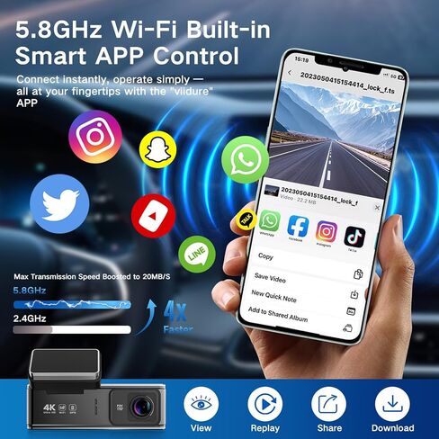 كاميرا أمامية وخلفية بدقة 4K، كاميرا سيارة بقناتين مع نظام تحديد المواقع العالمي (GPS) مدمج بسرعة 5.8 جيجا هرتز، وشاشة IPS مقاس 3.5 بوصة، وبطاقة 64 جيجابايت متضمنة، وزاوية واسعة 170 درجة، ورؤية ليلية، ومراقبة ركن السيارة على مدار 24 ساعة للسيارات in Saudi Arabia
