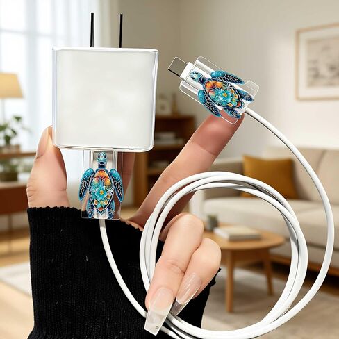 2pcs Acrylic Colorful Sea Turtle Cable Protector, Type-C Compatible, Anti-Break Data Cable Cover, Beautiful and Durable Charging Cable Protective Case, Perfectly Ideal in Saudi Arabia