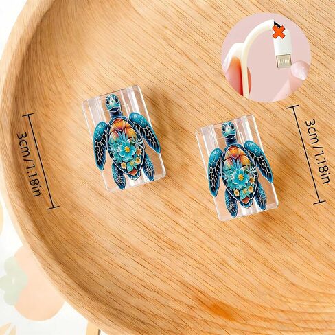 2pcs Acrylic Colorful Sea Turtle Cable Protector, Type-C Compatible, Anti-Break Data Cable Cover, Beautiful and Durable Charging Cable Protective Case, Perfectly Ideal in Saudi Arabia
