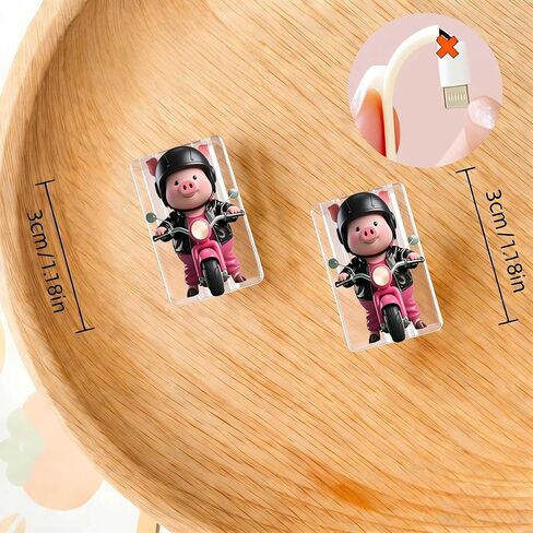 2pcs Acrylic Pig Riding Scooter Cable Protector, Type-C Compatible, Anti-Break Data Cable Cover, Beautiful and Durable Charging Cable Protective Case, Perfectly Ideal Clear in Saudi Arabia