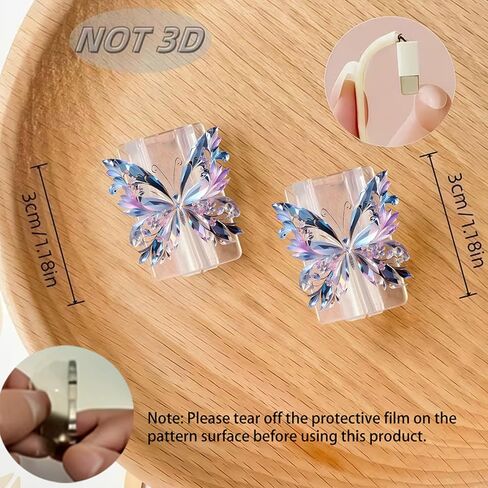 2pcs Acrylic Cable Protector, Shiny Gradient Butterfly Type-C Compatible, Anti-Break Data Cable Cover, Gift Idea,Beautiful and Durable Charging Cable Protective Case(SJXT-014) in Saudi Arabia