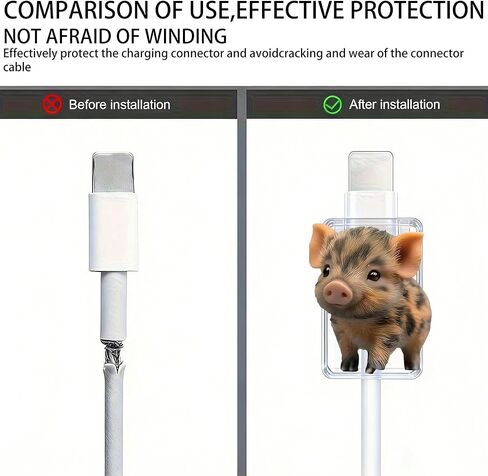 2pcs Acrylic Cable Protector, Little Piglet Close-up Type-C Compatible, Anti-Break Data Cable Cover, Gift Idea,Beautiful and Durable Charging Cable Protective Case(SJXT-008) in Saudi Arabia