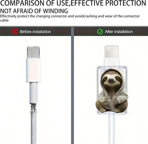2pcs Acrylic Cable Protector, Sloth in White Hoodie Type-C Compatible, Anti-Break Data Cable Cover, Gift Idea,Beautiful and Durable Charging Cable Protective Case(SJXT-035) in Saudi Arabia