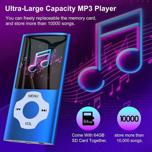 مشغل MP3 سعة 64 جيجابايت مزود بتقنية البلوتوث، وجيب MYMAHDI بشاشة LCD مقاس 1.8 بوصة ومشغل موسيقى يدعم الحد الأقصى لما يصل إلى 128 جيجابايت، ومشغل MP4/MP3 مع الموسيقى والفيديو وراديو FM وقارئ الكتب الإلكترونية وتسجيل الصوت وعارض الصور باللون الأزرق الداكن in Kuwait