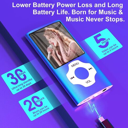 مشغل MP3 سعة 64 جيجابايت مزود بتقنية البلوتوث، وجيب MYMAHDI بشاشة LCD مقاس 1.8 بوصة ومشغل موسيقى يدعم الحد الأقصى لما يصل إلى 128 جيجابايت، ومشغل MP4/MP3 مع الموسيقى والفيديو وراديو FM وقارئ الكتب الإلكترونية وتسجيل الصوت وعارض الصور باللون الأزرق الداكن in Kuwait