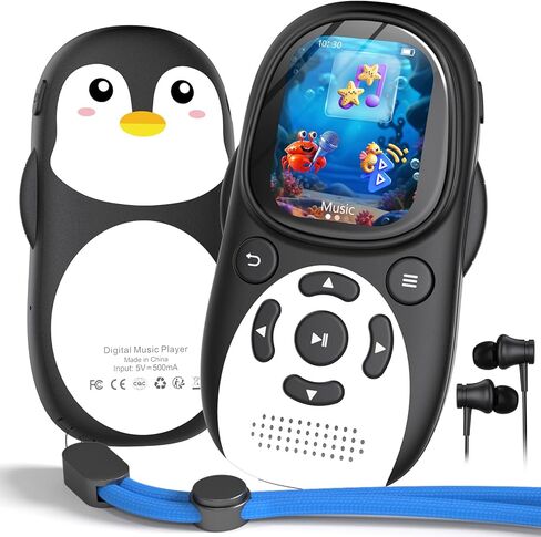 64GB Cute Penguin MP3 Player with Bluetooth 5.3 & Speaker, Portable Music Player for Kids, 2" Screen, 65-Hour Battery Life, FM Radio, Voice Recorder, Volume Limit, Supports 128GB microSD Card in Saudi Arabia