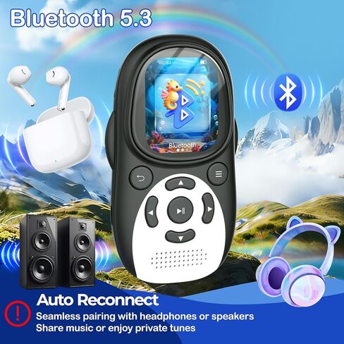 64GB Cute Penguin MP3 Player with Bluetooth 5.3 & Speaker, Portable Music Player for Kids, 2" Screen, 65-Hour Battery Life, FM Radio, Voice Recorder, Volume Limit, Supports 128GB microSD Card in Saudi Arabia