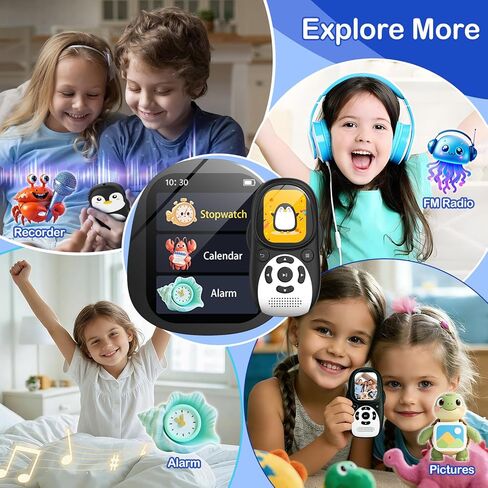 64GB Cute Penguin MP3 Player with Bluetooth 5.3 & Speaker, Portable Music Player for Kids, 2" Screen, 65-Hour Battery Life, FM Radio, Voice Recorder, Volume Limit, Supports 128GB microSD Card in Saudi Arabia