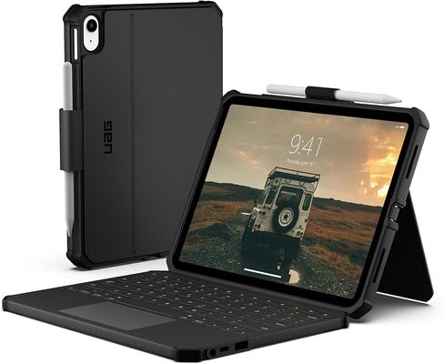 URBAN ARMOR GEAR UAG Designed for iPad 11" A16 (11th Gen 2025) iPad Air 11" M3 (7th Gen 2025) Case, Rugged Case with USB-C Keyboard US English - Military Grade Folio Cover with Pencil Holder, Black in Saudi Arabia