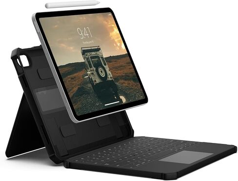 URBAN ARMOR GEAR UAG Designed for iPad 11" A16 (11th Gen 2025) iPad Air 11" M3 (7th Gen 2025) Case, Rugged Case with USB-C Keyboard US English - Military Grade Folio Cover with Pencil Holder, Black in Saudi Arabia