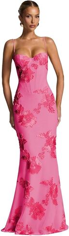 Floral Prom Dresses for Women 2026 Tulle Mermaid Spaghetti Strap Bridesmaid Dresses in Kuwait