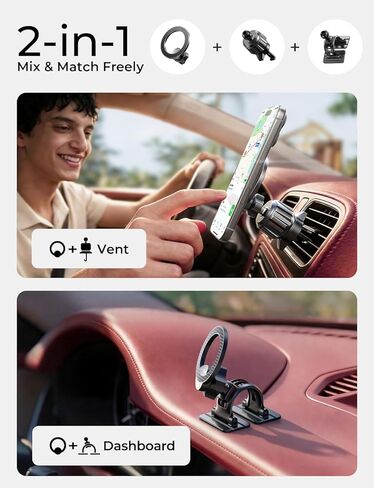 LISEN for MagSafe Car Phone Mount -2026 مغناطيس قوي حاملات هواتف مغناطيسية لسيارتك حامل الهواتف المحمولة المغناطيسية ملحقات السيارة للرجال والنساء تناسب iPhone 17 16 15 14 13 مجموعة من ألياف الكربون in Kuwait