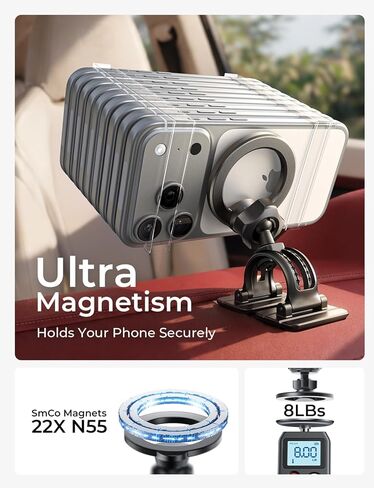LISEN for MagSafe Car Phone Mount -2026 مغناطيس قوي حاملات هواتف مغناطيسية لسيارتك حامل الهواتف المحمولة المغناطيسية ملحقات السيارة للرجال والنساء تناسب iPhone 17 16 15 14 13 مجموعة من ألياف الكربون in Kuwait