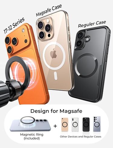 LISEN for MagSafe Car Phone Mount -2026 مغناطيس قوي حاملات هواتف مغناطيسية لسيارتك حامل الهواتف المحمولة المغناطيسية ملحقات السيارة للرجال والنساء تناسب iPhone 17 16 15 14 13 مجموعة من ألياف الكربون in Kuwait