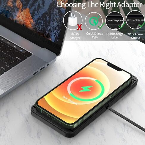 Diyeeni Car Wireless Charging Pad, 20W Fast Non Slip Charger Pad with Cigar Lighter Adapter, Overheat Prevention Design, Compatible with iOS 17 16 15 14 13 12 Pro Max in Saudi Arabia