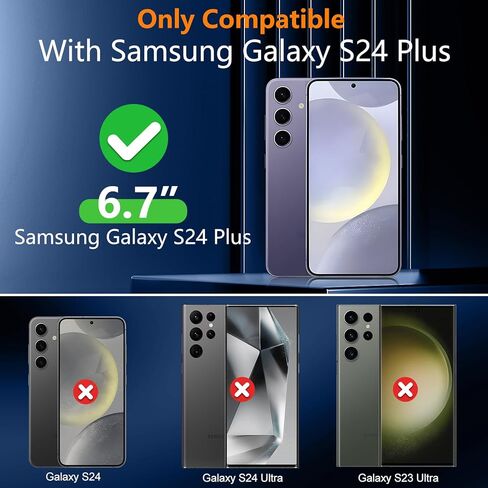 جراب SPIDERCASE مصمم لهاتف Samsung Galaxy S24 Plus، [حماية من السقوط بدرجة عسكرية 10 أقدام] جراب هاتف عالي التحمل مضاد للصدمات لهاتف Galaxy S24 Plus 6.7 بوصة، أسود in Kuwait