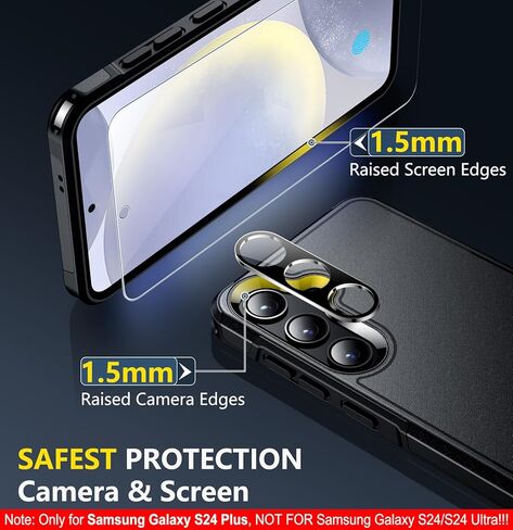 جراب SPIDERCASE مصمم لهاتف Samsung Galaxy S24 Plus، [حماية من السقوط بدرجة عسكرية 10 أقدام] جراب هاتف عالي التحمل مضاد للصدمات لهاتف Galaxy S24 Plus 6.7 بوصة، أسود in Kuwait