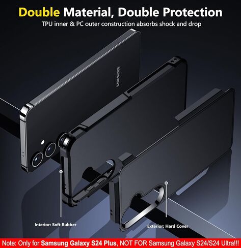 جراب SPIDERCASE مصمم لهاتف Samsung Galaxy S24 Plus، [حماية من السقوط بدرجة عسكرية 10 أقدام] جراب هاتف عالي التحمل مضاد للصدمات لهاتف Galaxy S24 Plus 6.7 بوصة، أسود in Kuwait