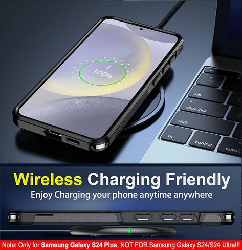 جراب SPIDERCASE مصمم لهاتف Samsung Galaxy S24 Plus، [حماية من السقوط بدرجة عسكرية 10 أقدام] جراب هاتف عالي التحمل مضاد للصدمات لهاتف Galaxy S24 Plus 6.7 بوصة، أسود in Kuwait