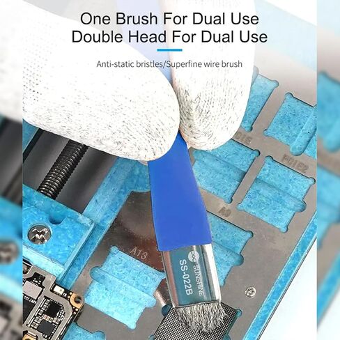 2Pcs Double Head ESD Safe Brush, Anti-Static Phone Motherboard PCB Cleaning Brush for Mobile Phone PC Repair Electronic Components Circuit Board IC Clean Remove Glue Tools,Blue in Saudi Arabia