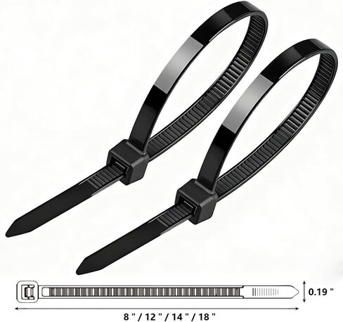 400 Pack Black Zip Ties Assorted Sizes 8+12+14+18 Inch, Heavy Duty 100lbs Self-Locking Electrical Cable Ties, UV Resistant Wire Ties for Indoor and Outdoor Use in Saudi Arabia