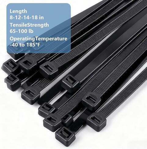 400 Pack Black Zip Ties Assorted Sizes 8+12+14+18 Inch, Heavy Duty 100lbs Self-Locking Electrical Cable Ties, UV Resistant Wire Ties for Indoor and Outdoor Use in Saudi Arabia