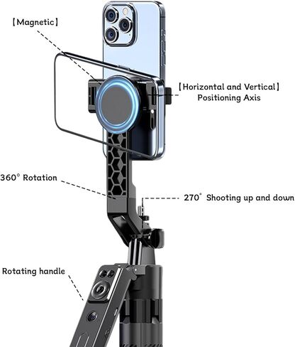 C12C AI Tracking Selfie Stick Tripod, Auto-Follow Magnetic Phone Mount for Vlog Live Video, 72" Extendable Bluetooth Remote Tripod Stand for iPhone Android, YouTube TikTok Streaming in Saudi Arabia