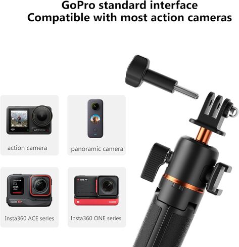 VRIG 21.5" Selfie Stick Tripod for Go Pro with Cold Shoe Mount, 360° Ball Head, Portable Vlog Handle Grip Action Camera Selfie Stick for Go Pro Hero 13/12/11/10/9,DJI Action 5 Pro/4,Insta 360 Ace Pro in Saudi Arabia