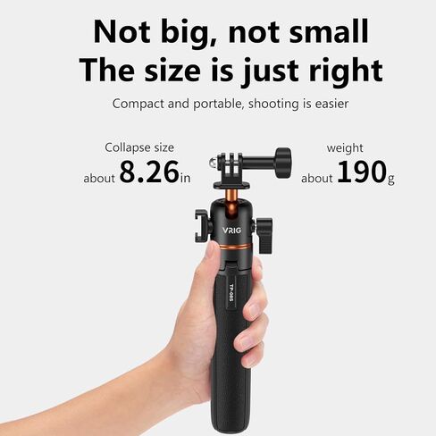 VRIG 21.5" Selfie Stick Tripod for Go Pro with Cold Shoe Mount, 360° Ball Head, Portable Vlog Handle Grip Action Camera Selfie Stick for Go Pro Hero 13/12/11/10/9,DJI Action 5 Pro/4,Insta 360 Ace Pro in Saudi Arabia