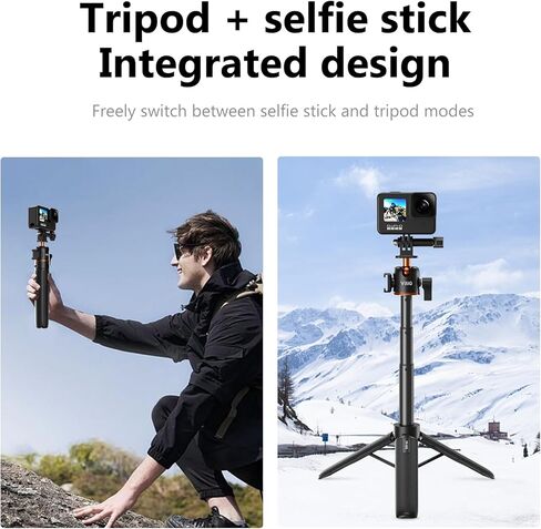 VRIG 21.5" Selfie Stick Tripod for Go Pro with Cold Shoe Mount, 360° Ball Head, Portable Vlog Handle Grip Action Camera Selfie Stick for Go Pro Hero 13/12/11/10/9,DJI Action 5 Pro/4,Insta 360 Ace Pro in Saudi Arabia