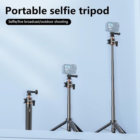 VRIG 21.5" Selfie Stick Tripod for Go Pro with Cold Shoe Mount, 360° Ball Head, Portable Vlog Handle Grip Action Camera Selfie Stick for Go Pro Hero 13/12/11/10/9,DJI Action 5 Pro/4,Insta 360 Ace Pro in Saudi Arabia