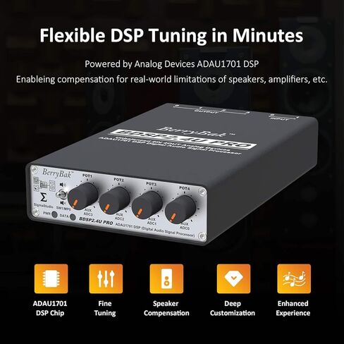 ADC & DAC ADAU1701 DSP Preamp غير متوازن 2 في 4 خارج، 2.2/2.1 إشارة رقمية ثنائية الاتجاه، تحكم Sigmastudio وواجهة مستخدم الكمبيوتر الشخصي لتحسين EQ وBass BDSP2.4U-Pro in Kuwait