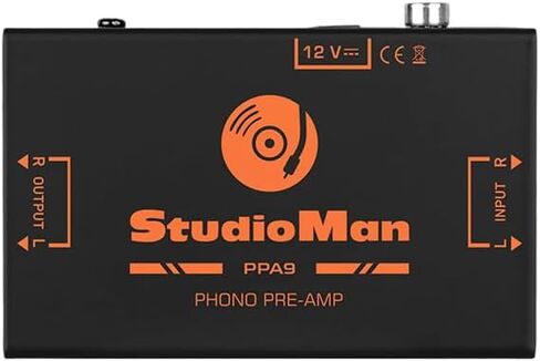 StudioMan PPA9 Phono Preamp، مضخم صوت استيريو صغير منخفض الضوضاء مع مدخل/مخرج RCA، يعمل بتيار مستمر 12 فولت لمشغلات تسجيلات الفينيل الصوتية المنزلية in Kuwait