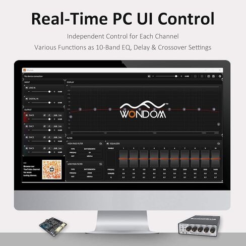 ADAU1701 DSP Preamp 2 in 4 Out 2.1 4.0 2-Way Digital Crossover EQ Bass Enhancement مع Sigmastudio DSP PC UI BDSP2.4U in Kuwait