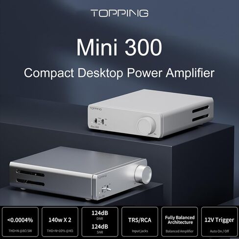 Topping Mini300 HiFi Amplifier, Fully Balanced 140W Compact Desktop Stereo Amp, RCA/TRS to Speaker Pura Ampli for E30II E50 D50III E70, Black in Saudi Arabia