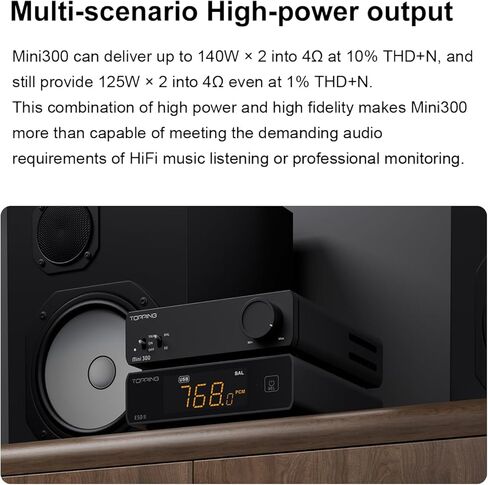 Topping Mini300 HiFi Amplifier, Fully Balanced 140W Compact Desktop Stereo Amp, RCA/TRS to Speaker Pura Ampli for E30II E50 D50III E70, Black in Saudi Arabia