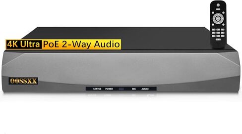 OOSSXX 8.0/4K Megapixel Security POE NVR Network Video Recorder, Supports up to 8MP/4K IP Cameras, Max to 8TB Hard Drive (16-Channel No HDD) in Saudi Arabia