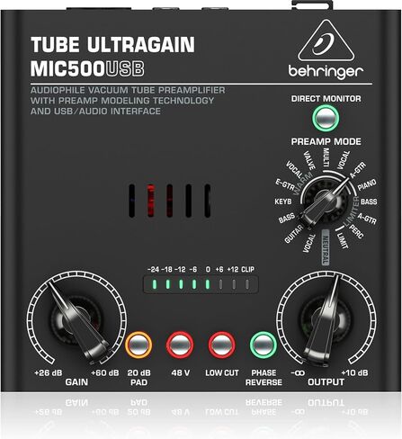 Behringer TUBE ULTRAGAIN MIC500USB مضخم صوت أنبوبي مفرغ مع تقنية النمذجة Preamp وواجهة USB/الصوت in Saudi Arabia