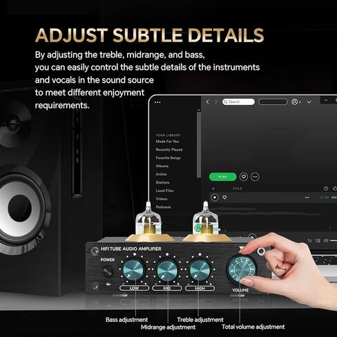 Phono Preamp, Bench Preamplifier, Hi Fi Tube Stereo Audio Amplifier, Hi Fi Audiophile Preamplifier for Home Audio Record Player Sound System (US Plug) in Saudi Arabia