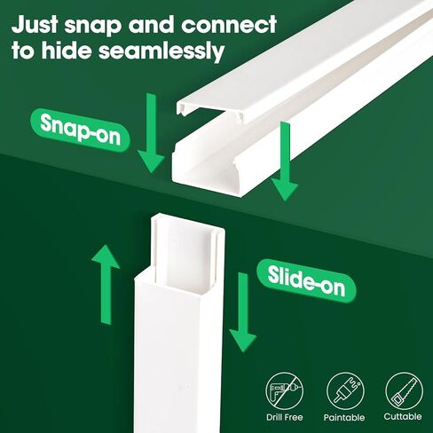 Cord Hider Kit, 58in Cord Covers for Wires on Wall, Paintable Wire Covers for Cords, Self-Adhesive Cable Hider Cord Organizer, Wire Hiders, 4X L14.5in X W0.96in x H0.57in in Saudi Arabia
