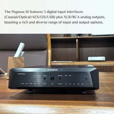 جهاز فك التشفير الموسيقي Pegasus III R2R DAC، DSD1024 PCM1536 كيلو هرتز، مدخل USB/Opt/Coax/AES/IIS، محول صوت تناظري رقمي متوازن ومخرج RCA/XLR (أسود) in Saudi Arabia
