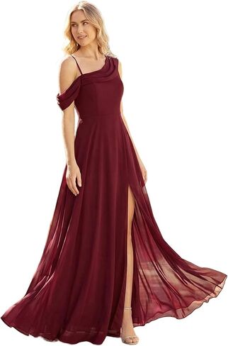 Ever-Pretty Women's One Shoulder Bridesmaid Dress Short Sleeves Chiffon A-Line Formal Wedding Guest Dresses 02704 in Saudi Arabia