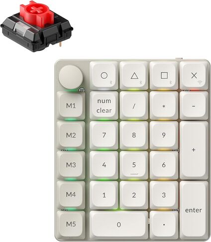 Keychron K0 Max QMK Wireless Custom Number Low-Profile RGB Backlit (Hot-Swappable) Banana Switch Keypad, 2.4 GHz & Bluetooth 5.3 Connection, 1000Hz Polling Rate - Retro Version Black in Saudi Arabia