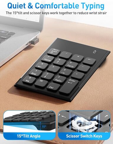 Wireless Number Pad and Mouse for Laptop, 19 Key USB Numeric Keypad Combo with Silent Mouse, 3 Adjustable DPI, 2.4GHz Ultra Slim Portable External Keypad for PC, Desktop, Notebook in Saudi Arabia