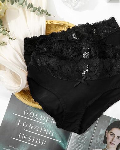 Waist Lace Patchwork Womens Underwear - 5PCS Cotton Sexy Cheeky Comfortable Ladies Panties Soft Bikini Briefs in Saudi Arabia