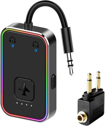 2026 Beeitzie Ultra Airplane Bluetooth 5.4 Transmitter - aptX LL الكمون المنخفض، يدعم سماعتين في وقت واحد - محول صوت لاسلكي أثناء الطيران، والتلفزيون، وصالة الألعاب الرياضية، والأجهزة اللوحية - إطار معدني in Kuwait