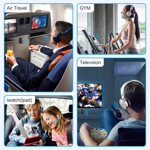 2026 Beeitzie Ultra Airplane Bluetooth 5.4 Transmitter - aptX LL الكمون المنخفض، يدعم سماعتين في وقت واحد - محول صوت لاسلكي أثناء الطيران، والتلفزيون، وصالة الألعاب الرياضية، والأجهزة اللوحية - إطار معدني in Kuwait