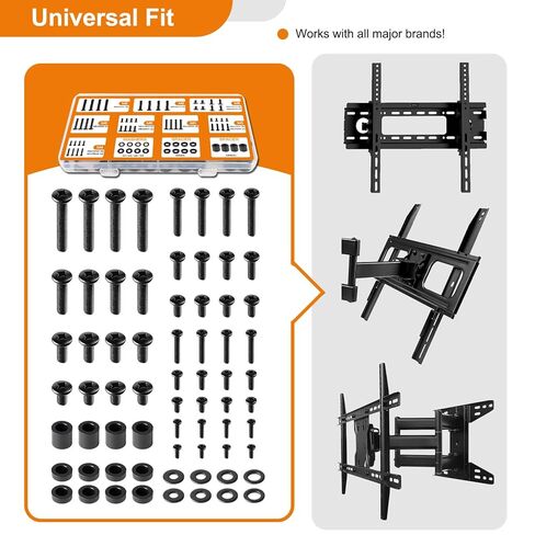 Universal TV Mounting Hardware Screw Kit Set with Box - M4 M5 M6 M8 Screws, Washers & Spacers, Replacement Screws for TV VESA Mounting, Fits Most TV/Monitor up to 80 inch, Strong & Durable in Saudi Arabia