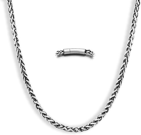 Ahiller Cuban Link Chain for Men,Stainless Steel Black Miami Cuban Necklace with Push-Lock Clasp,Hip Hop Gift Box for Men in Saudi Arabia
