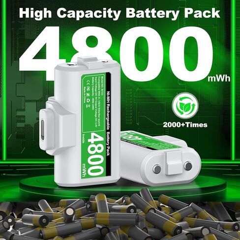 Rechargeable Battery Pack for Xbox Series X|S/One/Elite with 4 Battery Covers & Charge Cable, Fast Charging, Long Lasting, White in Saudi Arabia